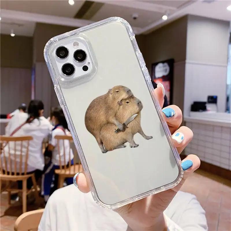 

Cute Capybara Phone Case For iPhone 16 15 14 13 12 11 Pro Max Mini X Xs XR 7 8 Plus SE 2020 Transparent Case iPhone 7 8 SE2