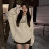 Women Long Sleeve Hooded O Neck Loose Pullovers Female Tops Solid Color Sweatshirts