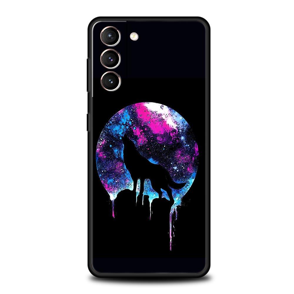 Wolf Animal Case For Samsung Galaxy S22 Ultra S21 S20 FE 5G S10 S9 S24 Plus S10E S23 Phone Cover Black Silicone Soft