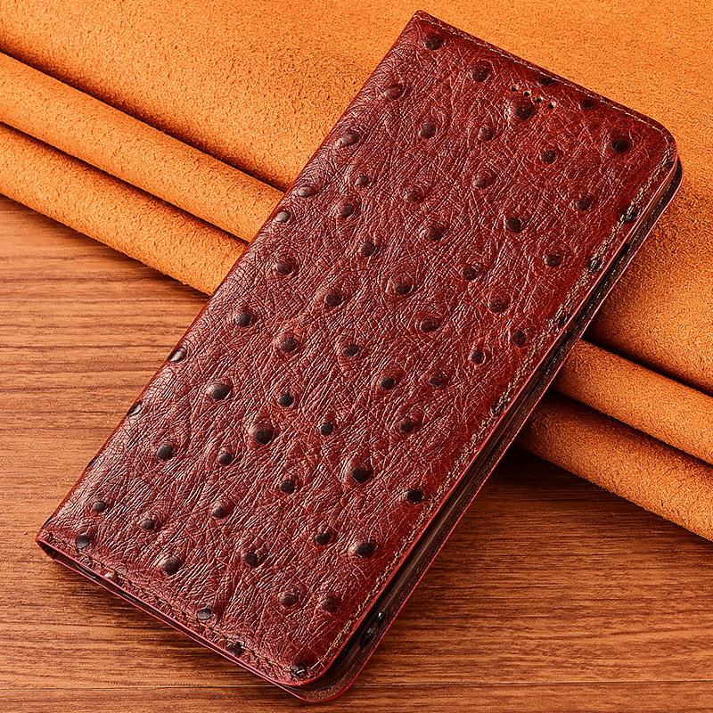 Handyhülle aus echtem Leder mit Straußenmuster für IPhone 16 Pro Max 13 11 12 14 15 17 Pro Max 16 Plus 17Air 16E Wallet Flip Cover