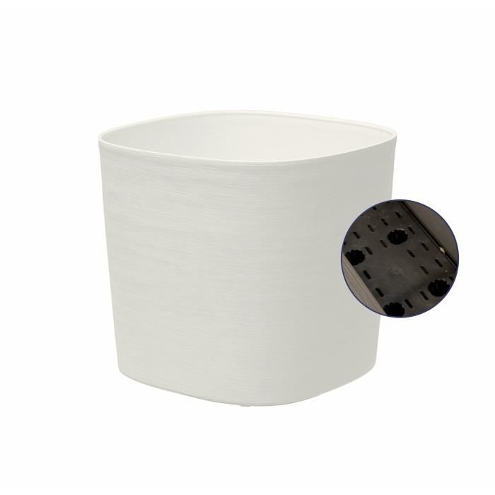 Pot with Water Reserve - GARDEN ID Respect - White 40 X 40 Cm - 100% Household Waste - 100% Recyclable - Structured Surface.