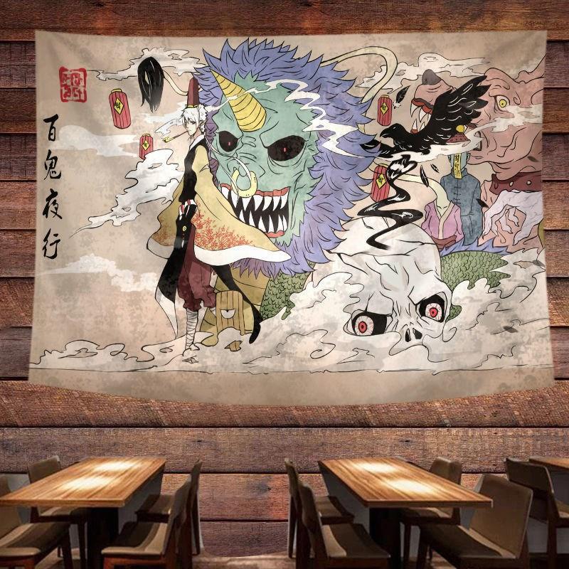 Japanese Tavern Sea Wave Tapestry Ghost Samurai Decorative Tapestry Room Decoration Home Decor Dorm Wall Hanging Backdrop Cloth
