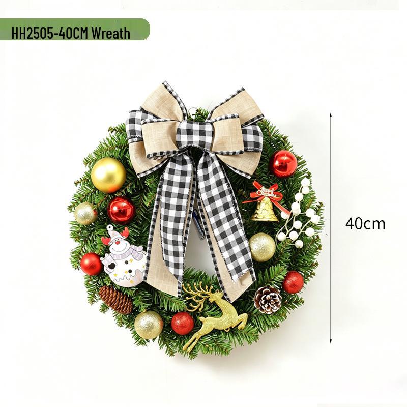 Plaid Bow Christmas Wreath Decoration for Door and Event Scene