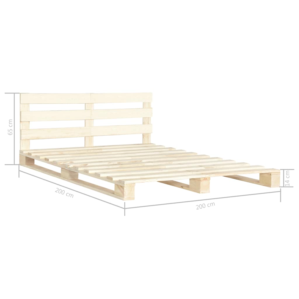 Solid Wood Pallet Bed Frame Pine 200*200 cm
