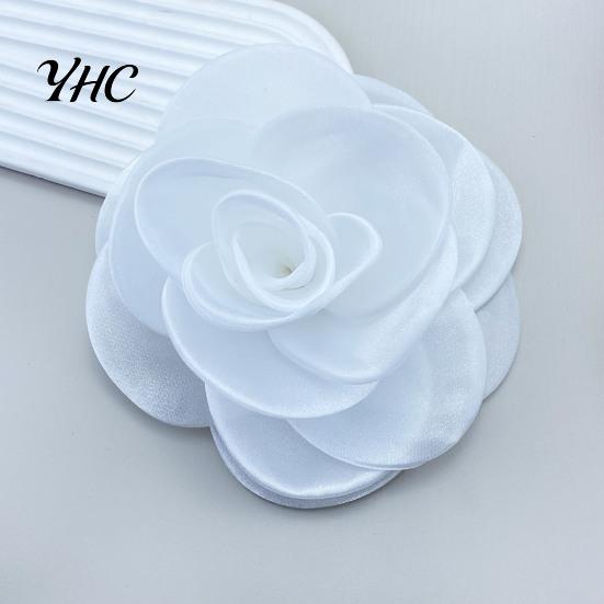Broche Camélia Occasion Formelle Corsage Style Français Grand Tissu Maillé Mariée Marié Costume de Mariage Manteau Fête de Bal Robe Vêtements Applique Patch DIY