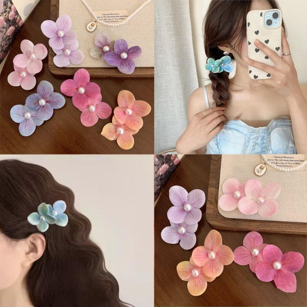 

Pearl Simulation Flower Hair Clip Cloth Flower Hairpin Sweet Wedding