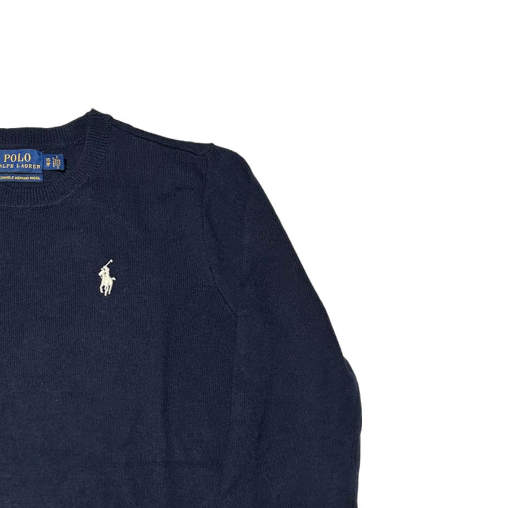 Polo Ralph Lauren FW22 Logo Embroidered Print Solid Color Crew Neck Long Sleeve Sweater Women Sweater Dark-Blue 211685218-002