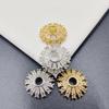 14K Gold Long-Lasting 17mm Full Diamond Zirconia Flower Cap for DIY Jewelry Accessories