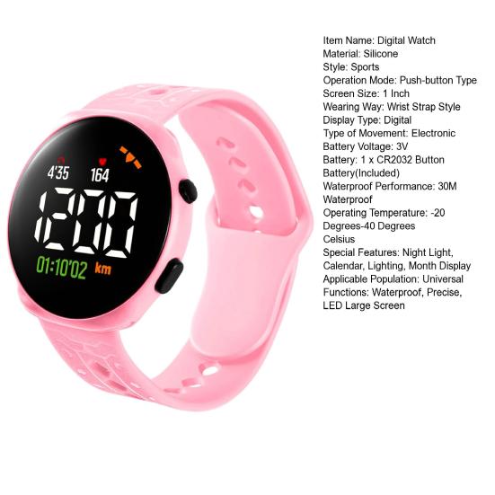 Yousheng Digital Watch 30m Waterproof Fashion Accessories LED Large Screen Luminous Sports LED Electronic Watch for Daily Wear