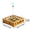 Cat Puzzle Toy Cat Toys Puzzle Wood Box with Feather and Balls Indoor Sports Entertainment Hunting Interactive Spring Cat Teaser