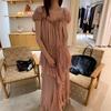 Early Spring Retro Pink Ruffled Tie-Waist Dress