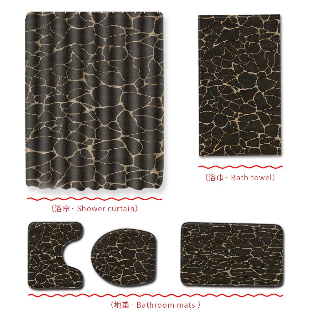 Marble Bathroom Shower Curtain Bath Towel Floor Mat Five-Piece Set Bathroom Toilet Carpet Shower Foot Mat