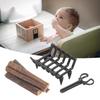Realistic Miniature Firewood Display Set For 1/12 Scale Dollhouses Includes Rack And Fire Tongs Craft Model Decoration