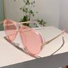 Klassieke Piloot Grote Montuur Zonnebril Vintage Luxe Merk Designer Punk Hip Hop Populaire Roze Tinten Voor Vrouwen Mannen