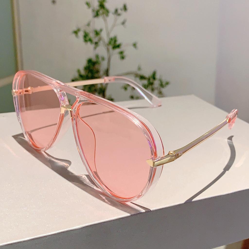 Klassieke Piloot Grote Montuur Zonnebril Vintage Luxe Merk Designer Punk Hip Hop Populaire Roze Tinten Voor Vrouwen Mannen