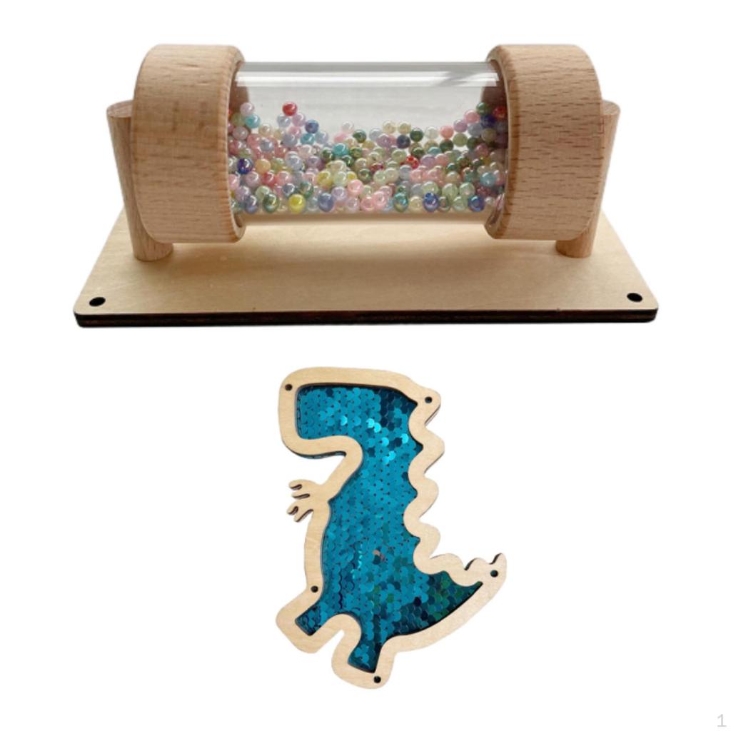 Busy Board Part Sequined Dinosaur Kids Instrument DIY Rain Sound Effect Rattle Tube Rainstick for