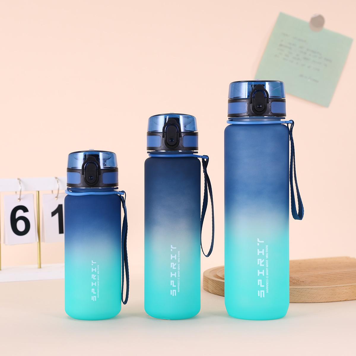 

Высококачественная градиентная матовая пластиковая бутылка для воды для мужчин, женщин и студентов - Большой объем, Идеально подходит для активного отдыха, фитнеса и лета 1000 ML синий/зелёный