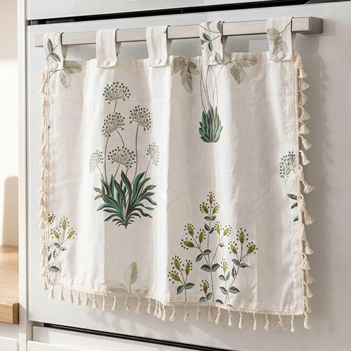 1PC NAPEARL Thermal Insulation and Shading Dandelion Snap on Oven Skirt, Tassel Lace Half Curtain Oven Door Curtain for Kitchen Home Decor