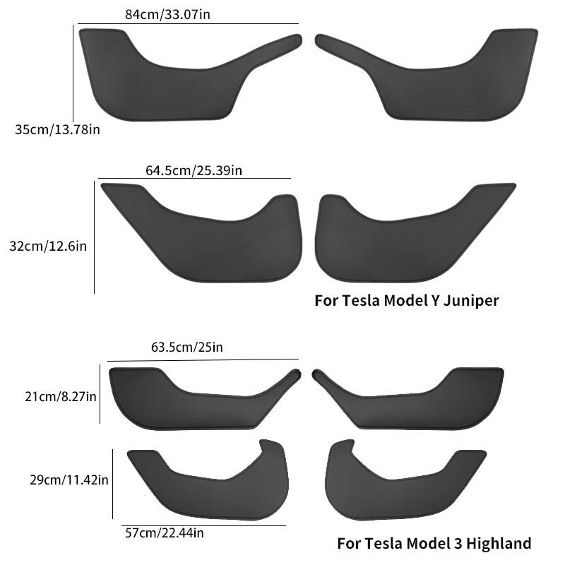 For Tesla Model Y Juniper/Model 3 Highland/Model YL Door Kick Pad, Front and Rear Door Panel Protection Pad, 4-Piece Set