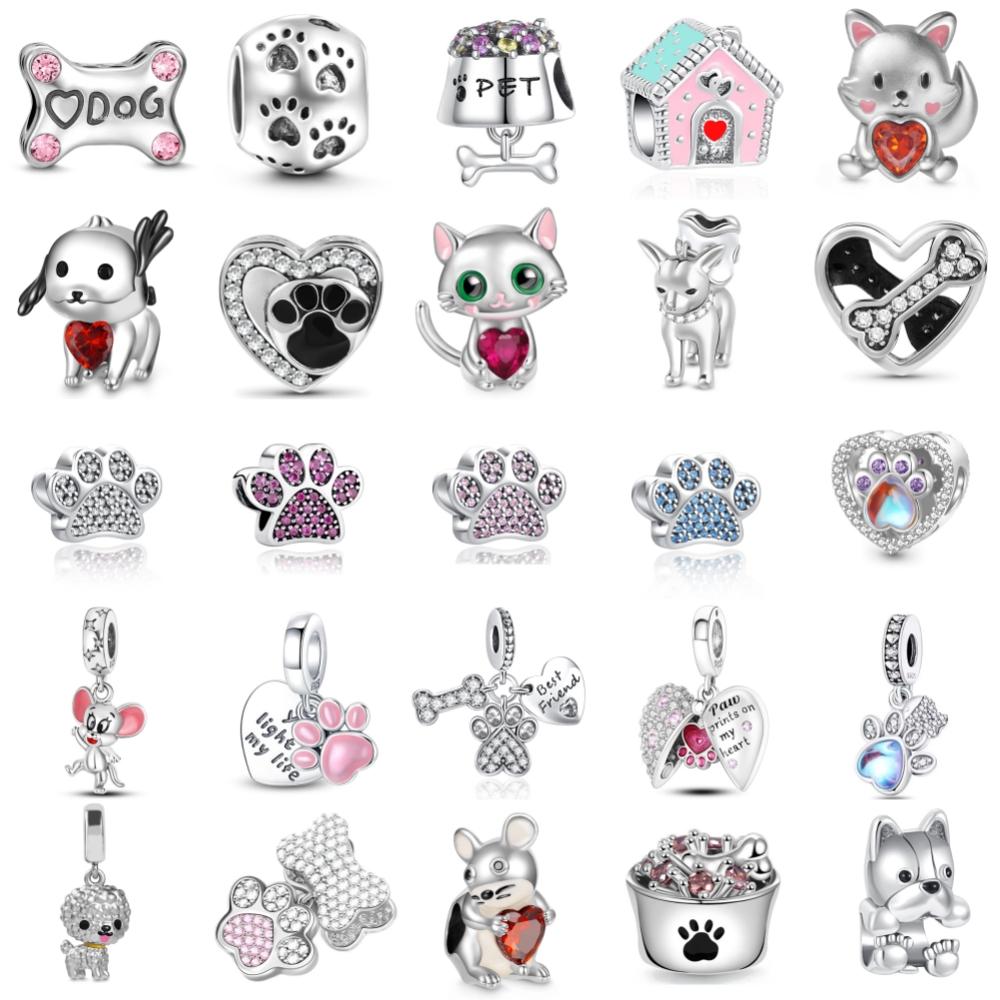 Latest Copper Claw Dog Cat Motif Doghouse Charm Of Ley Chain Bead Fit Authentic Bracelet Accessories Handmade Women Jewelry