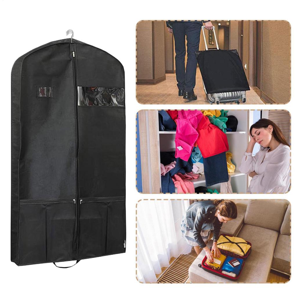 Garment Bag Black Zippered Closet Storage Clothes Cover Garment Storage Bag With Zipper For Gowns Clothing Outfit Clothes Dress