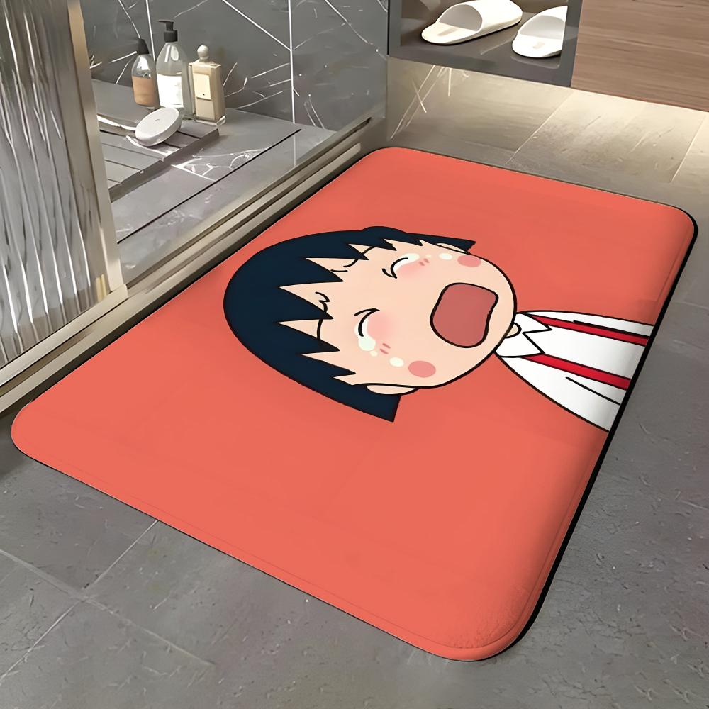 

anime C-Chibi Maruko-chan Floor Mat Soft Flannel Entrance Door Mat Non Slip Absorbent Bathroom Bedroom Floor Rug 40x60cm