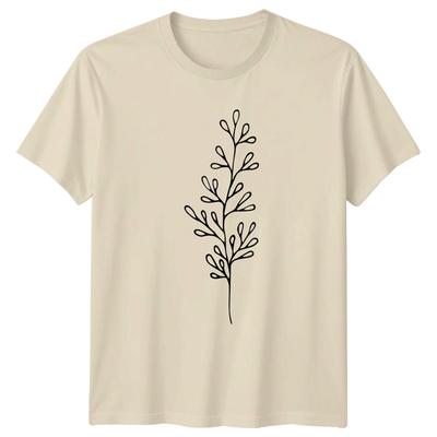 Minimalist Boho Style Botanical Foliage TShirt Line Art Nature Christmas