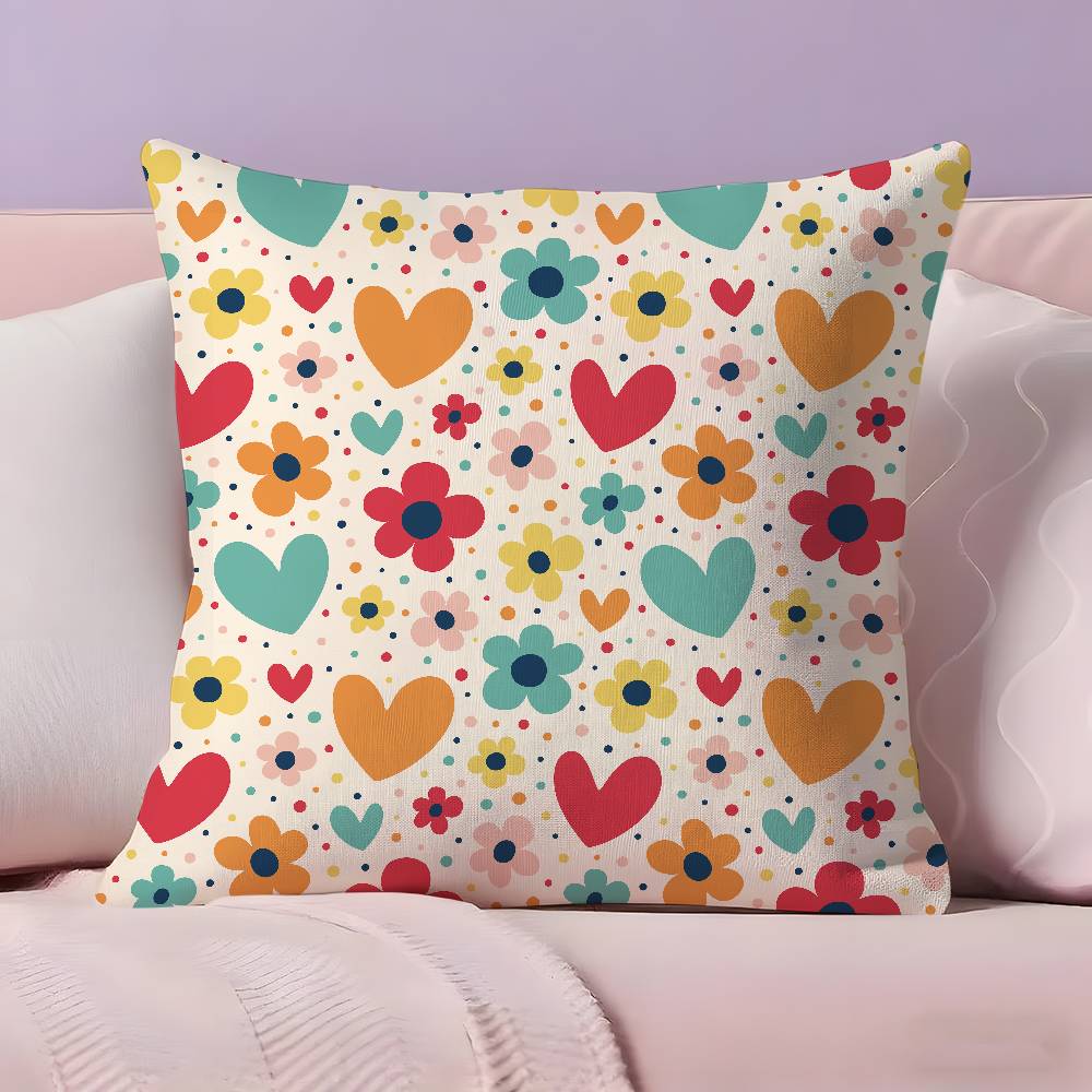 Colorful Flowers Pillow Case Anti-dustmite Pillowcase Invisible Zipper Silky Short Plush Sofa Cushion Cover