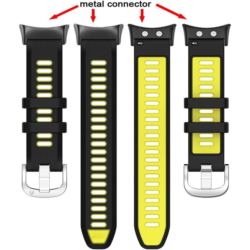 Silicone Strap for Garmin Swim 2 Watch Band for Garmin Forerunner 45 45s Replace Band Bracelet Two Tone Belt, Metal Connectors
