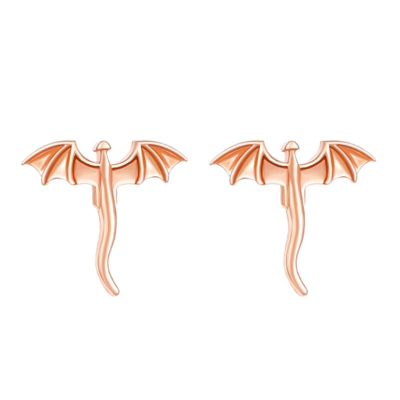 Fashion Small Dragon Studs Earrings Statement Earring Copper Texture Ear Studs Ears Accessory Present for Woman and Girl