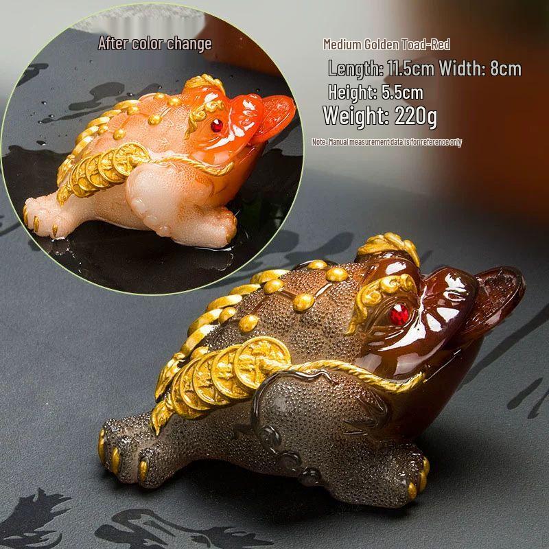 Jiakangming Color-Changing Resin Golden Toad Tea Pet
