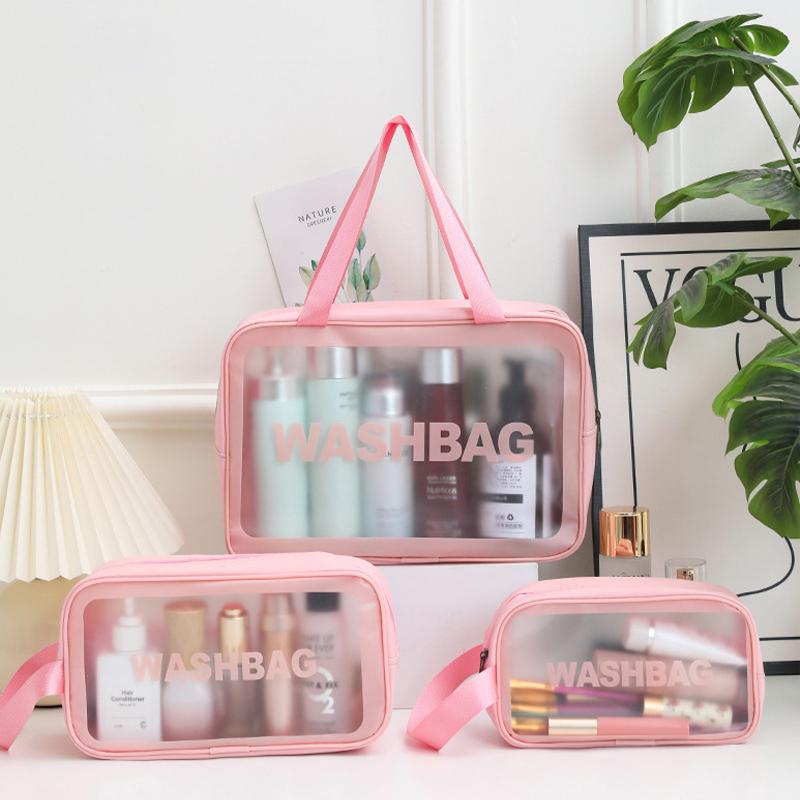 PU Damen Reiseaufbewahrungstasche Kosmetiktasche Make-up-Tasche Reise-Organizer-Taschen Wasserdichte Waschtasche Transparente Kosmetikkoffer
