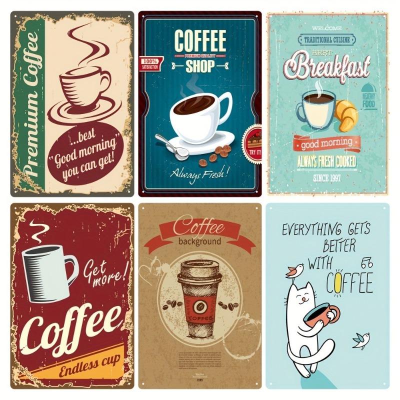Vintage Metal Tin Poster Coffee Shop Metal Tin Signs Posters Plate Colorful Visual Effect Wall Art for Cafe Bar Club Party Decor