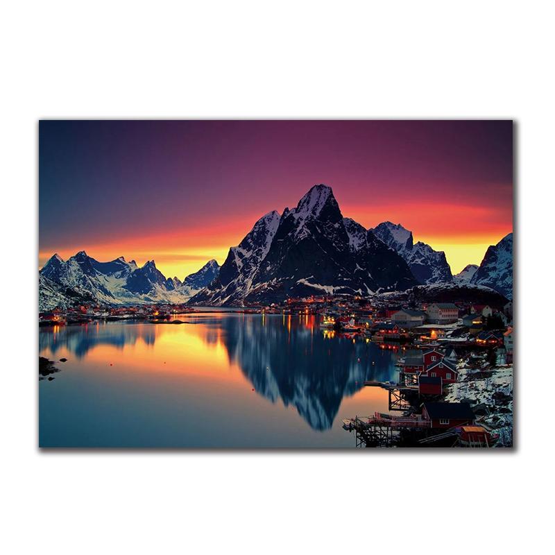 

Норвегия Остров Аврора Ночь Холст Картины Пейзаж Постеры и принты Настенные картины для украшения гостиной Cuadros 21x30cm No Framed