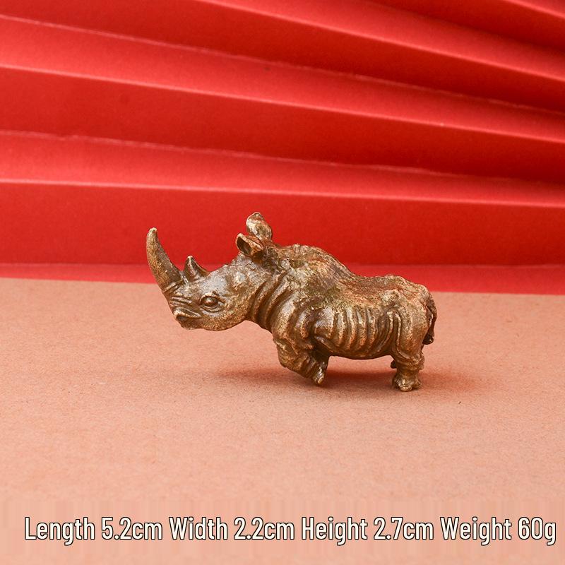 Creative Bronze Animal Model: Rhinoceros and Gorilla Ornament - Home/Office Desktop Tea Pet Decor