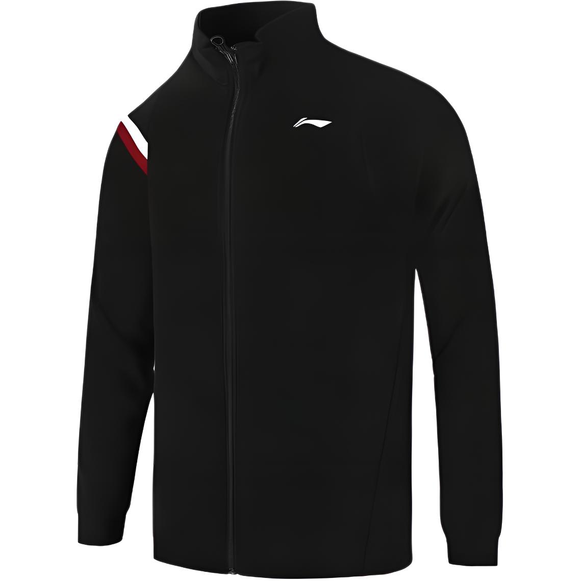 

Li-Ning Куртка на молнии с воротником-стойкой и длинными рукавами в стиле колор-блок и брюки прямого кроя средней посадки, повседневный спортивный комплект, мужской комплект, черный AWDTC99-1 XL