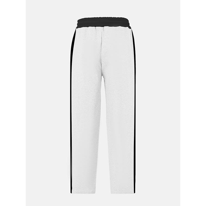 Fashion Trousers Men's Trousers Autumn and Winter Splicing Colour Collision Loose Straight Drawstring Casual Trousers Men