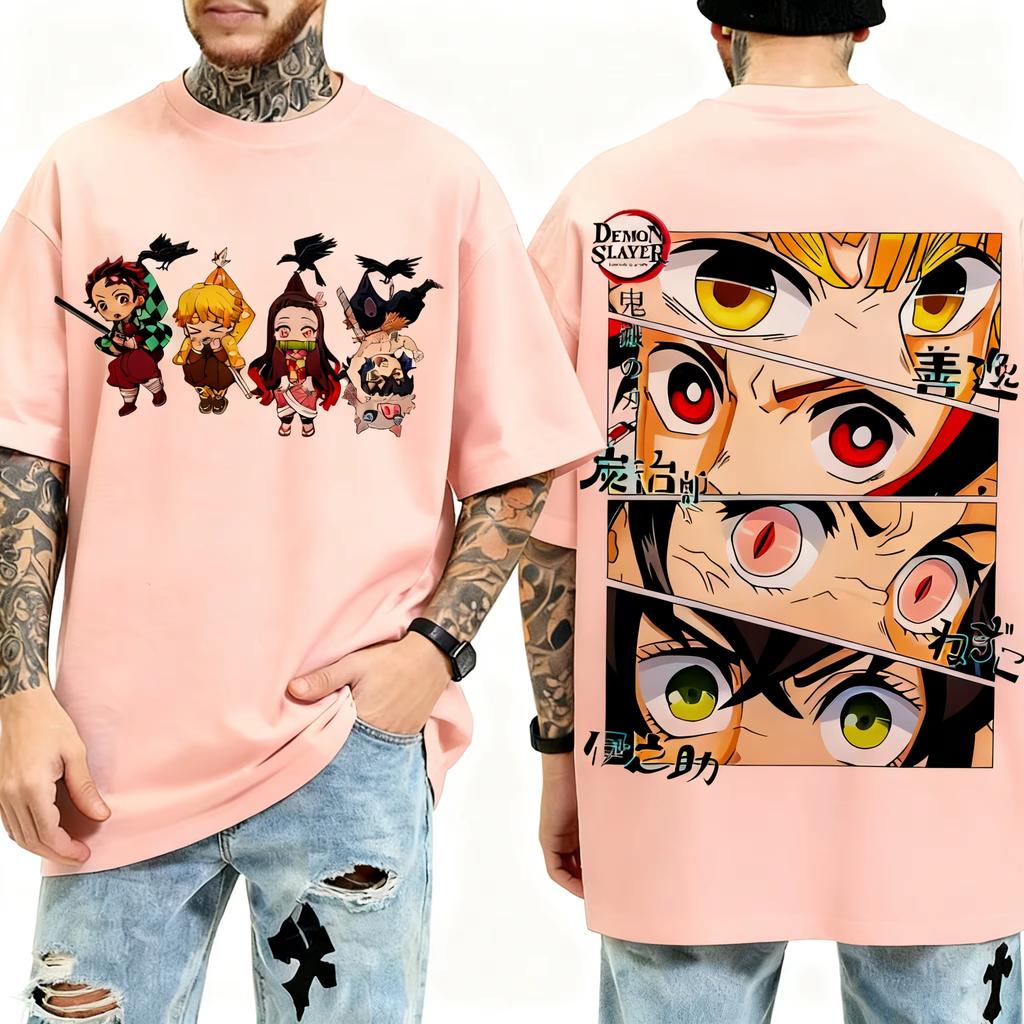Summer New Arrivals Demon Slayer Anime Peripheral Clothes Classic Comic TShirt Short Sleeve Crew Neck Mens and Womens Couples