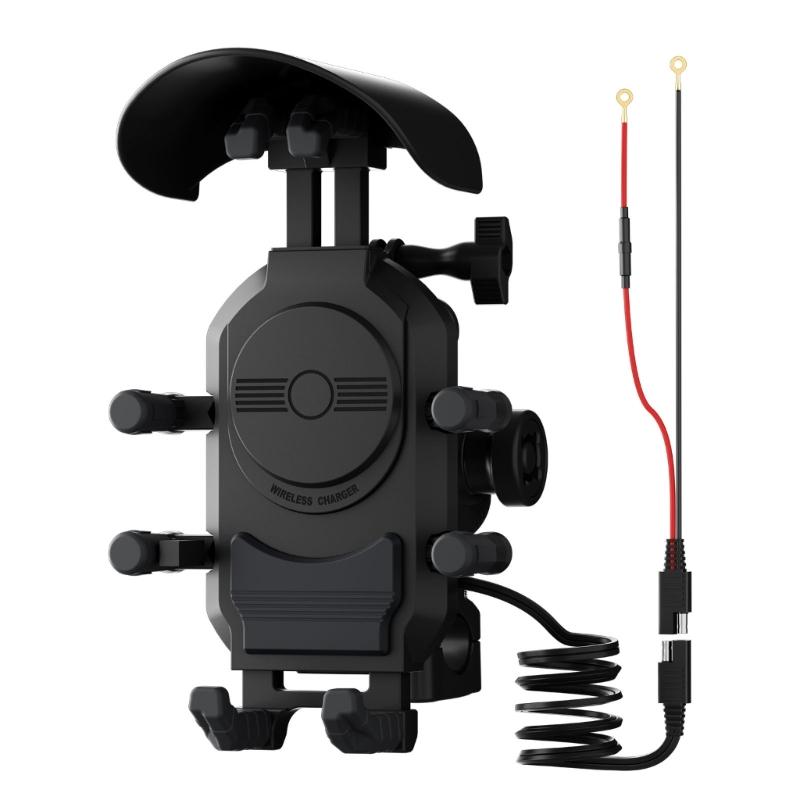 Motorcycle Phone Mount with 15W Wireless Charging & Vibration Dampener,AntiTheft, AntiShake, Adjustable Phone Holder
