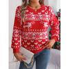 Autumn and winter Christmas fawn pattern women's long-sleeved pullover sweater, warm and comfortable women's tops in a festive atmosphere