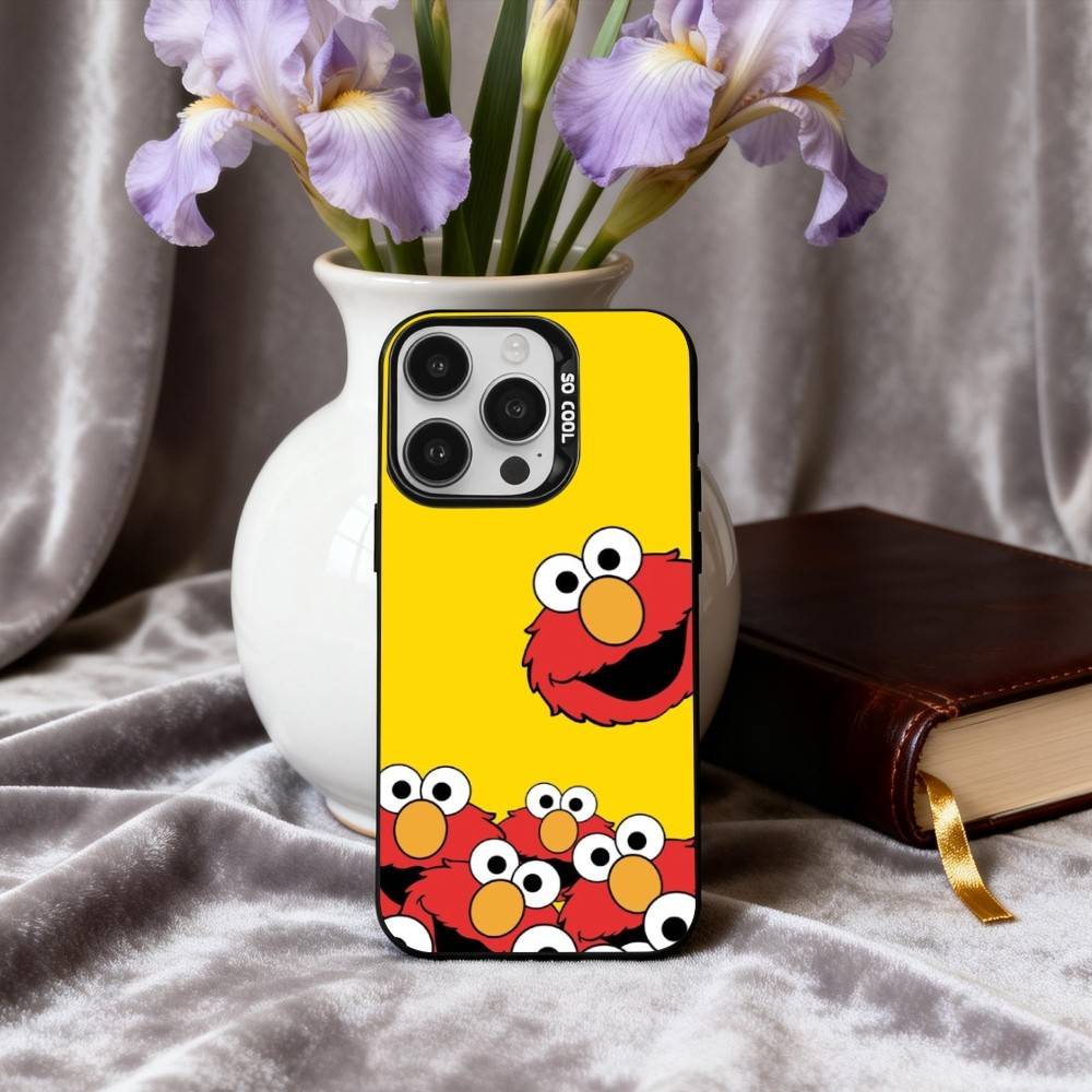 C-Cartoon R-Red cute A-Elmo-O  Phone Case For iPhone17,16,15,14,13,12,11 Plus,Pro Max Black Candy silver phone case