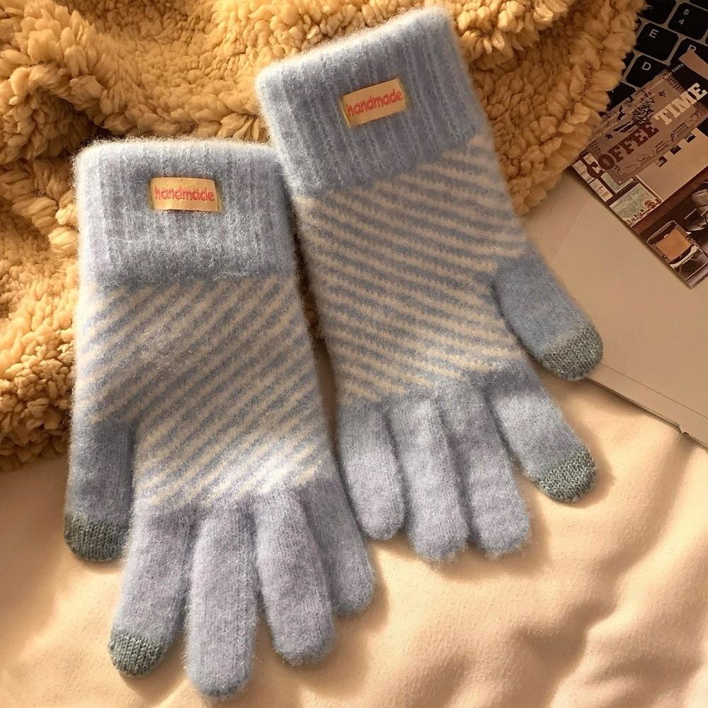 Polyester Winter Touch Screen Gloves One Size Thick Fleece Lined Gloves Cycling