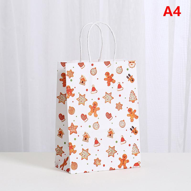 

Рождественский бумажный подарочный пакет с рисунком из мультфильма «Пряничный человечек», многоразовая сумка для хранения продуктов, праздничная сумка для вечеринок A4