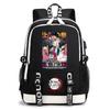 Demon Slayer Anime Print Student Backpack USB Charging Port Lightweight School Bag for Boys Girls