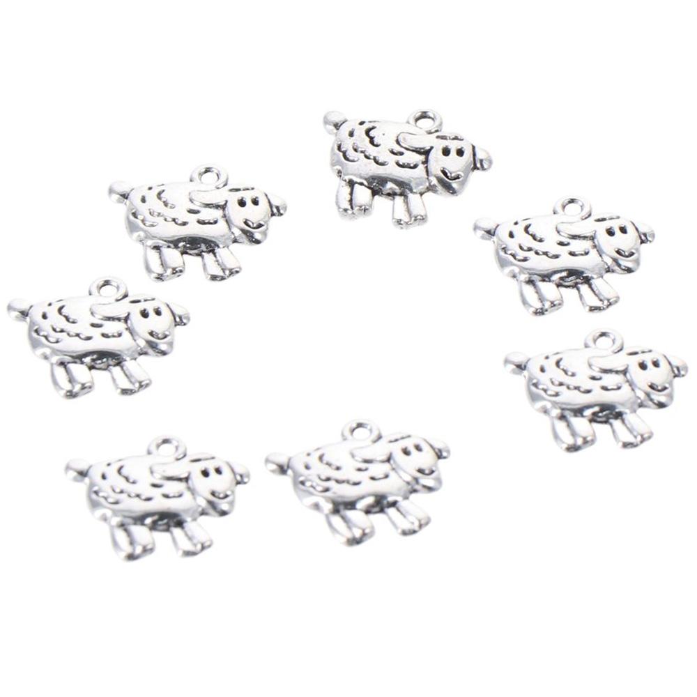 20pcs Craft Gifts Silver Sheep Metal Charms Pendants Mini 0.7inch Antique Cute Sheep Pendant Animal Shape Dangle for Earring