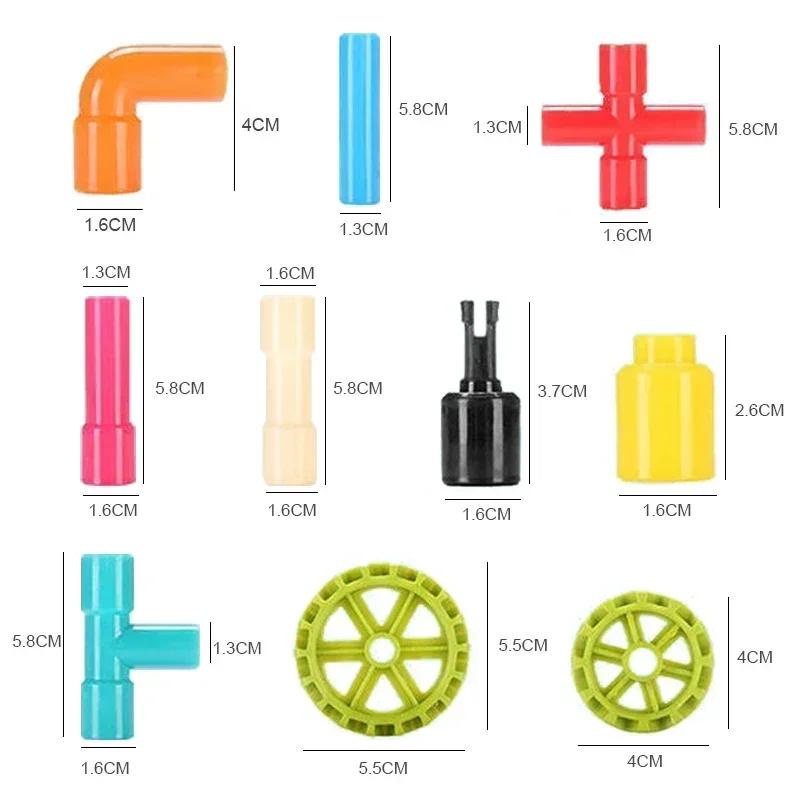 Kids' Plastic Water Pipe Building Blocks Toys Assembly Educational Playsets For Boys Aged 3-4-6 Years Old Creative Connector