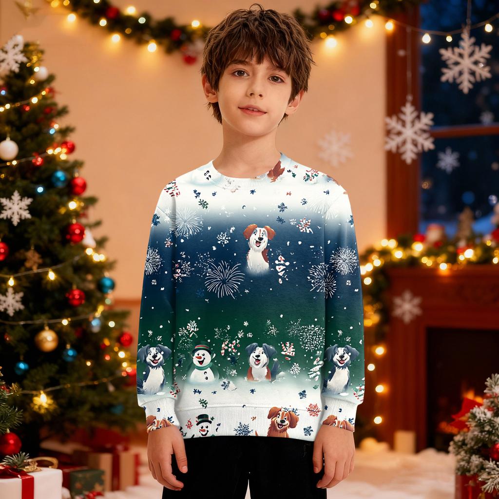 Vánoční mikina Chlapci Dívky Ošklivá Vánoční košile Crewneck Batole Dlouhý rukáv Pulovr Outfit Topy