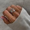 Irregular Ins Niche Design Fashion Metal Adjustable Ring for Women Exaggerated Silver Color Geometric Finger Ring  Gifts
