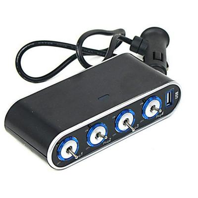4-Way 12V Automotive Socket Splitter and Extender, Car Power Splitter