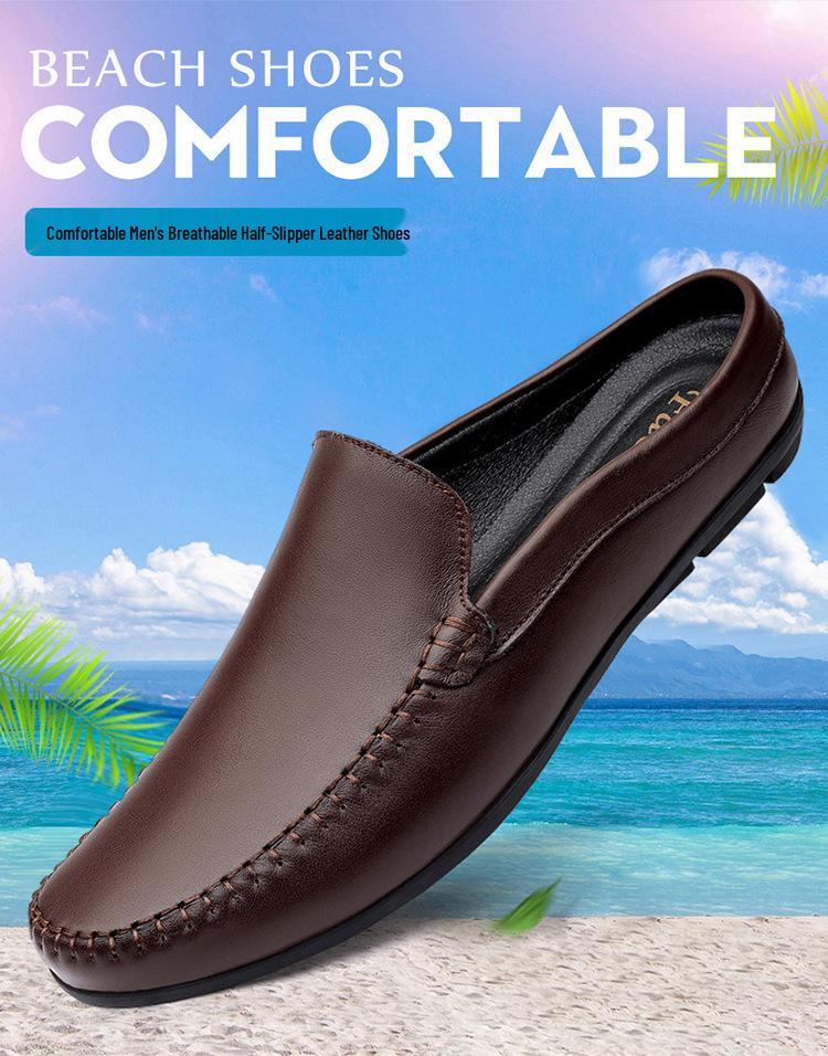 Men's Genuine Leather Breathable Closed-Toe Slip-On Driving Loafers, Size 46